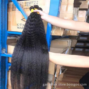 Afro Yaki kinky curly straight human hair bundles cuticle aligned Yaki hair bundles Brazilian virgin hair vendors